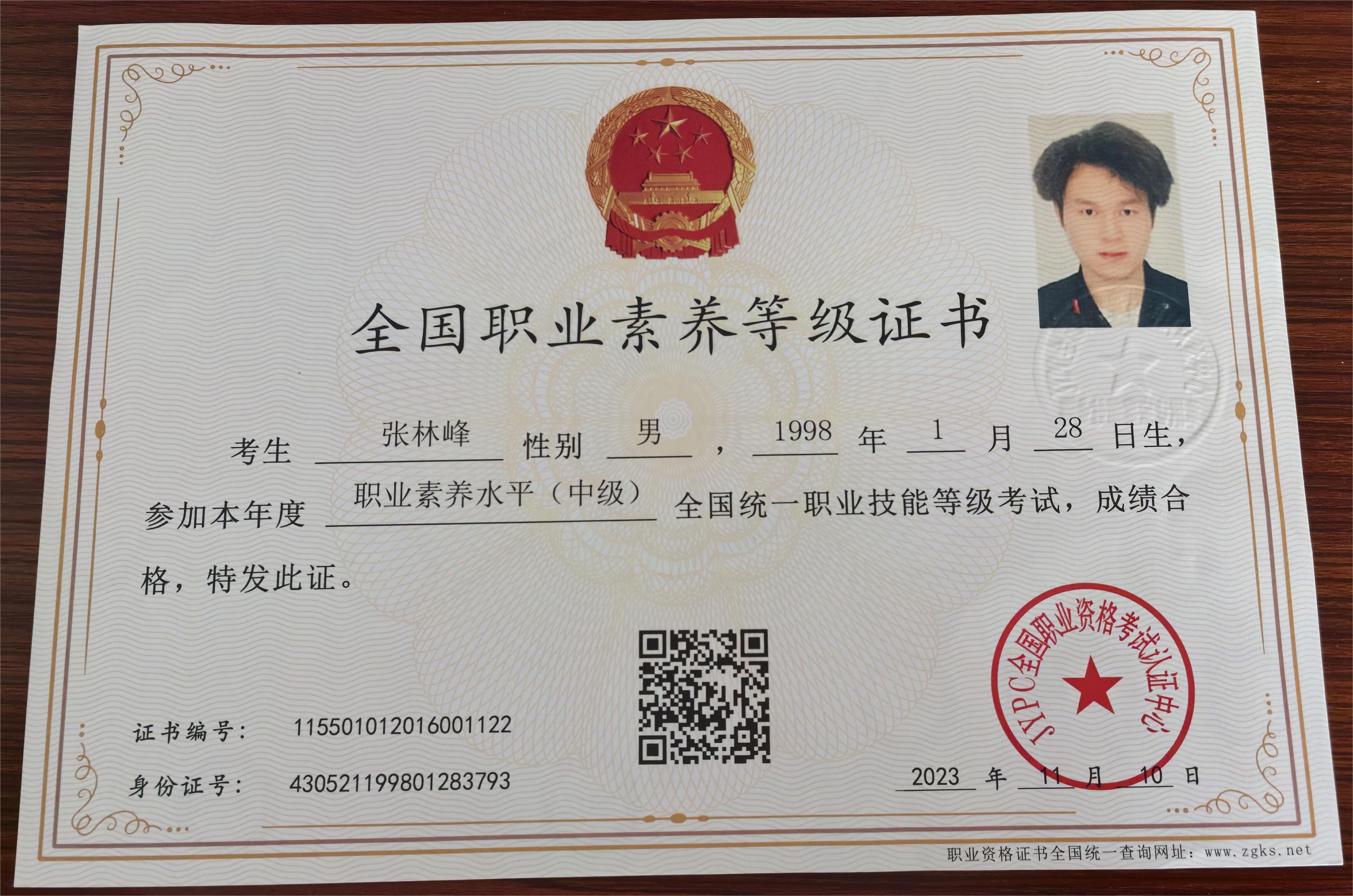 職業(yè)素養(yǎng)水平（中級）